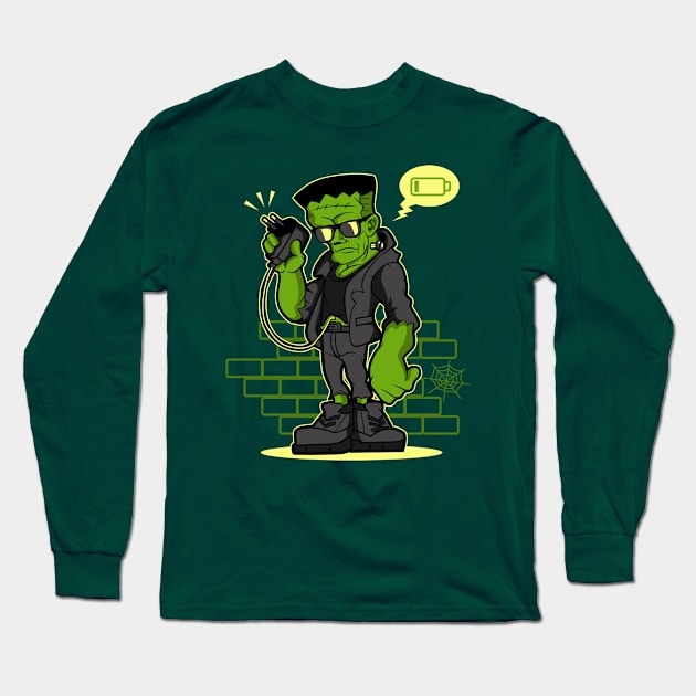 LOW BAT frankenstein Long Sleeve T-Shirt by beanbeardy